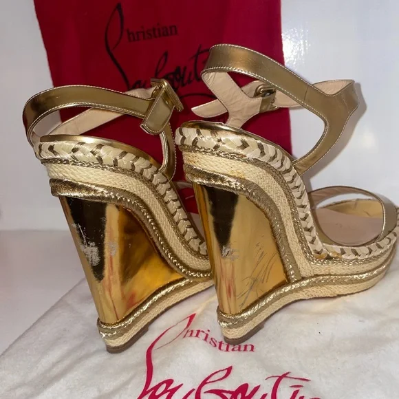 Christian Louboutin Gold Wedges - Picture 4 of 11